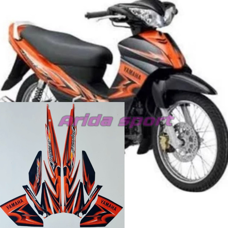 Striping sticker lis body yamaha jupiter z burhan 2006 hitam orange