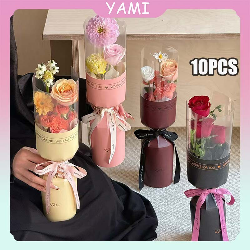 

【COD】 10Pcs Potongan Terintegrasi Bentuk Tunggal Transparan Buket Bunga Kertas Pembungkus DIY Kertas Buket Bunga DIY