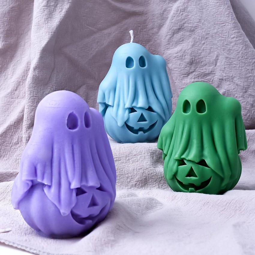 

DIY Pumpkin Ghost Candle Mold Handmade Halloween Creative Cute Monster Gypsum Concrete Silicone Mold 3D Scented Crafts Ornaments