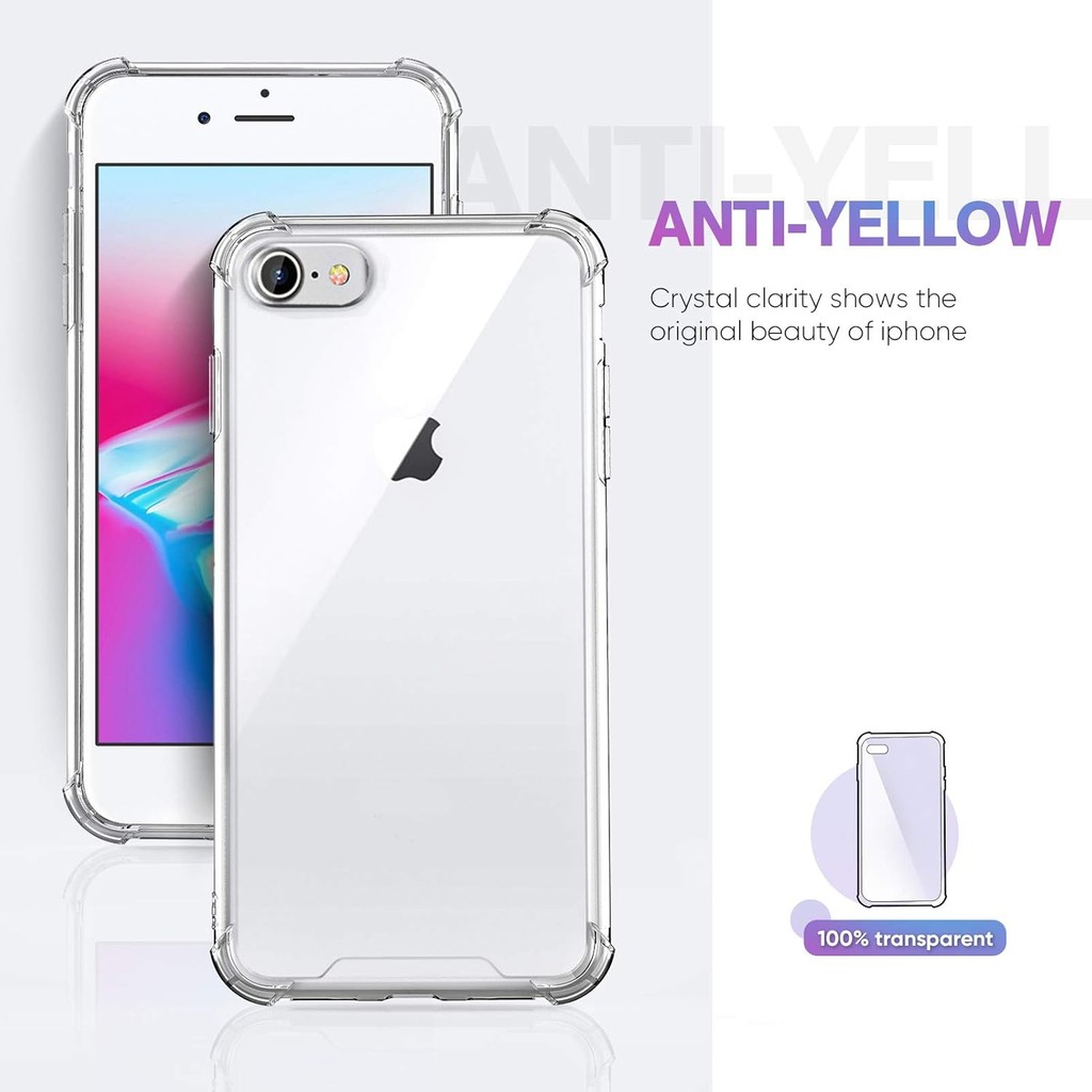 PRODUK CASE SESUAI UNTUK IPHONE 8 SILICONE SOFT ANTICRACK CLEAR SHOCKPROOF SLIM FIT DESIGN AIRBAG - 