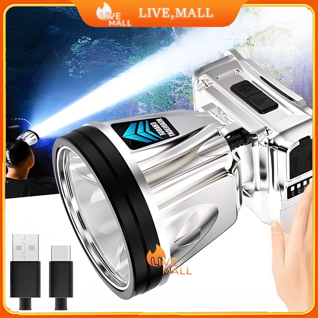 Senter Kepala Super Terang 50W FULL / Senter Kepala Litium 18650 2Pcs Awet