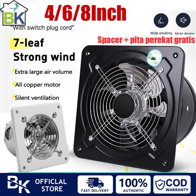 【Ready stock】Exhaust Fan 4/6/8Inch Exhaust Fan Dinding Kipas Exhaust Ventilasi Dinding  Booster Fan