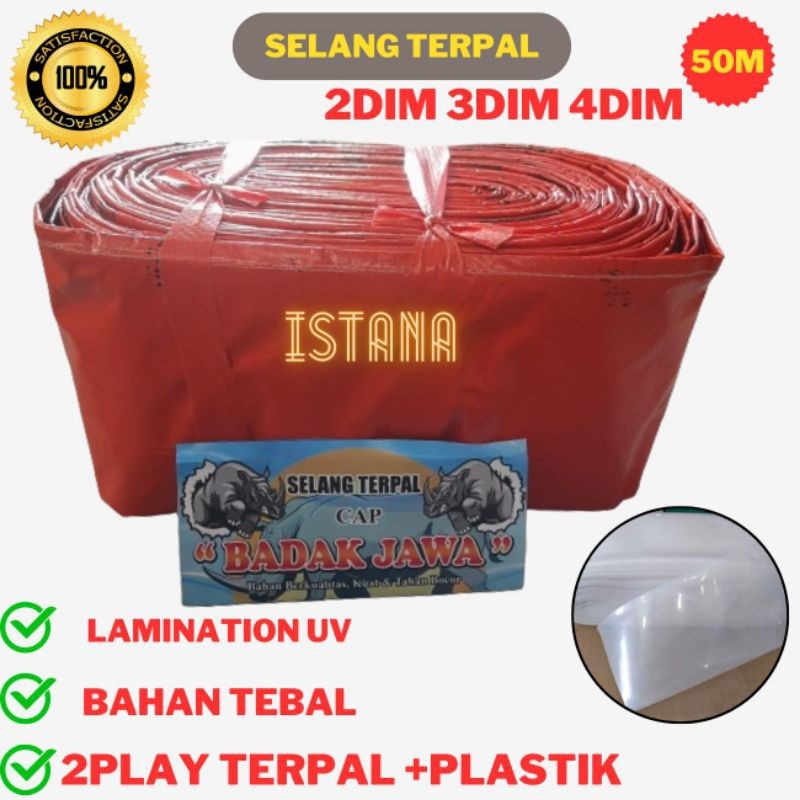 selang terpal +plastik 3dim 4dim panjang 50meter pengairan