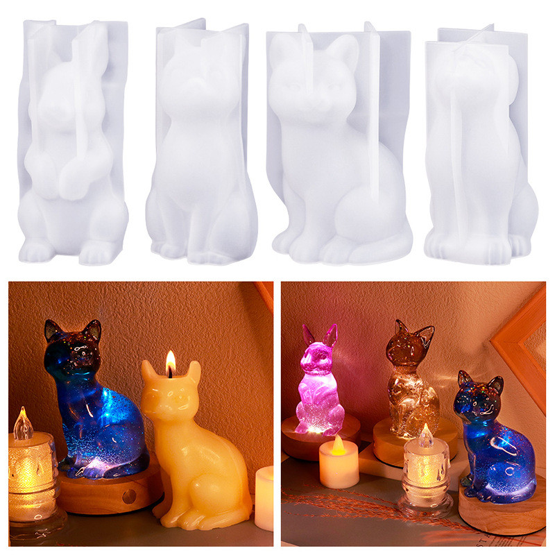 

Rabbit Cats Ornaments Silicone Mold DIY Epoxy Resin Candle Mold Home Decoration Resin Crafts Casting Mould Candle Making Tools