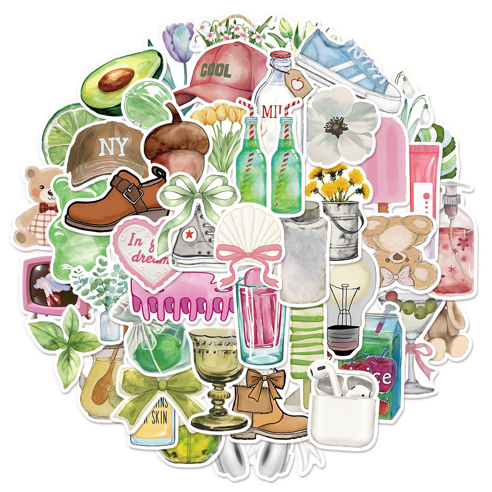 

50PCS Clean Girl Stickers Kawaii Laptop Aesthetic Graffiti Room Skateboarding Waterproof Scrapbook Phone Stickers