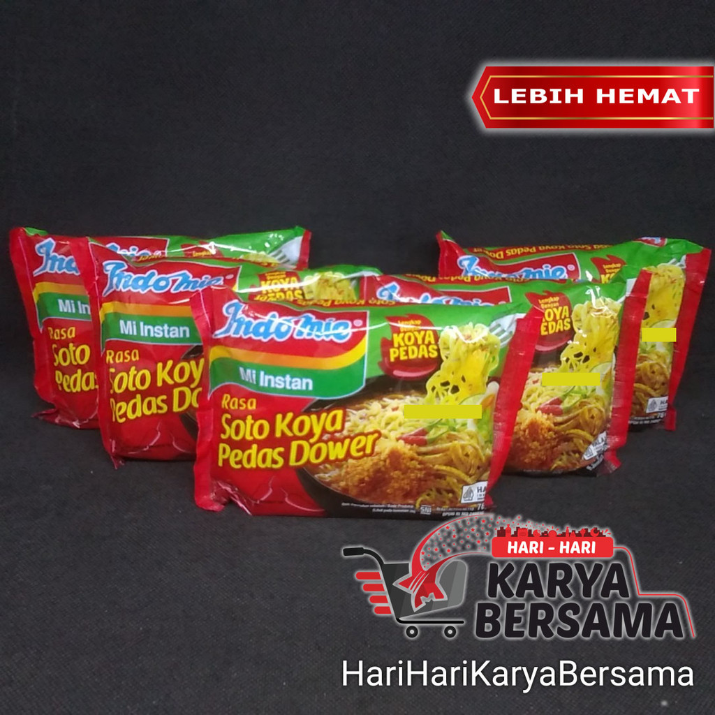 

MAKANAN MI INSTAN INDOMIE SOTO KOYA PEDAS DOWER PACK 5 PCS X 76GR