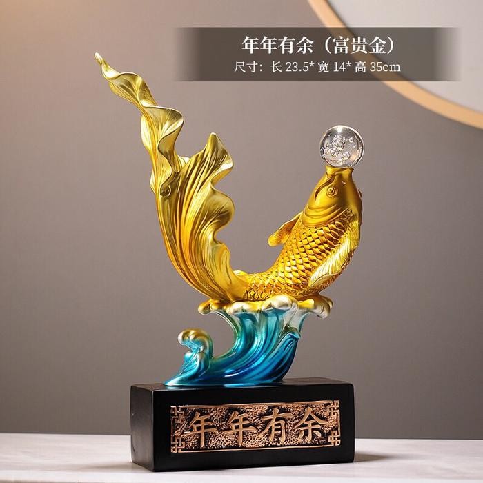 Terbaru Pajangan Meja ikan Bola Kristal / Dekorasi Ruangan - Gold