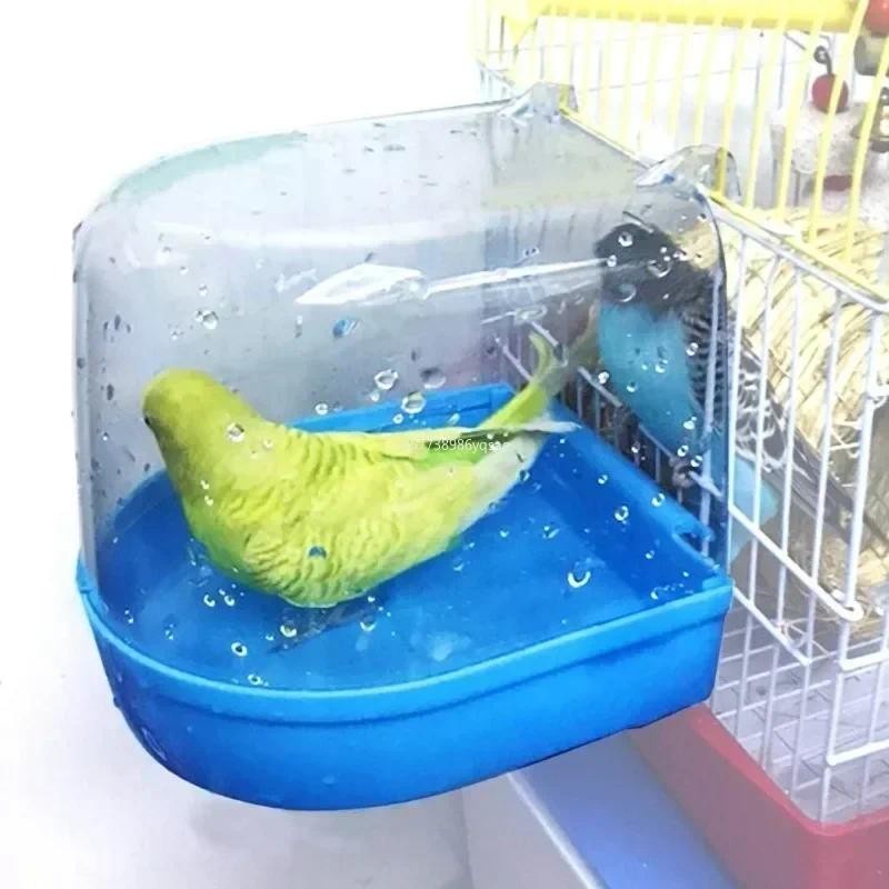 Pet Bird Bath Box Bird Cage Accessory Bathing Tub for Small Brids Parakeet Budgerigar Lovebirds Smal