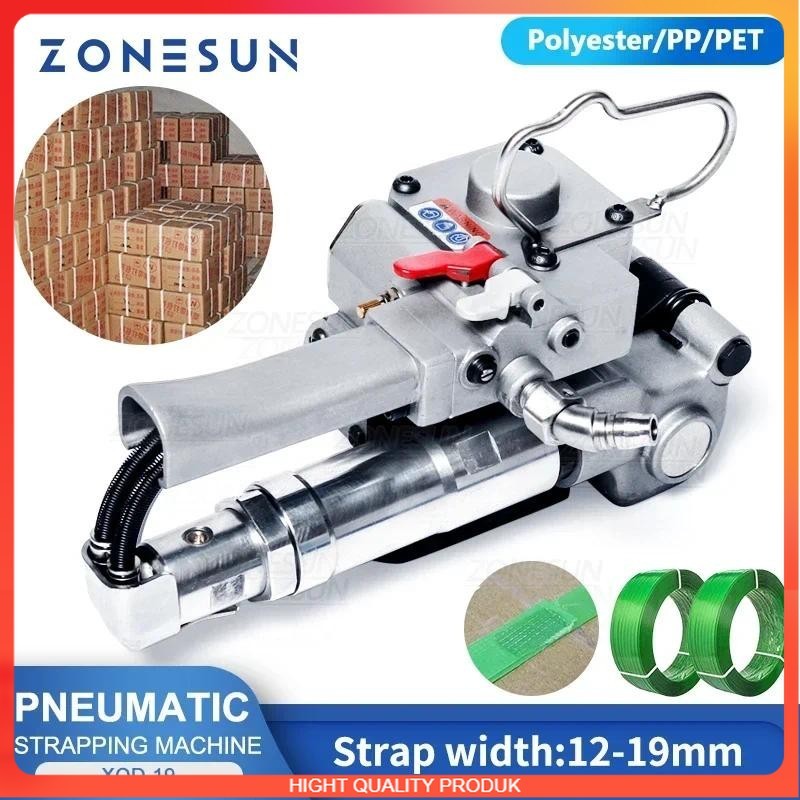 

BEST QUALITY ZONESUN Portable Strapper Sealing Tool Pneumatic XQD-19/25 Tyre Pallet Belt Band Capping Strapping Machine Sealer and Tensioner