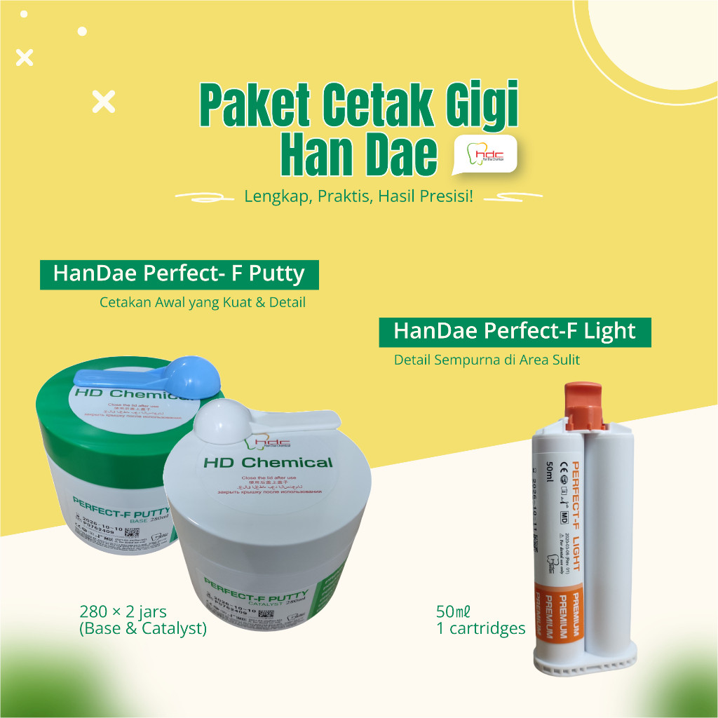 Paket Putty + Light Body Handae Bahan Cetak Soft Putty Rubber Silicon.