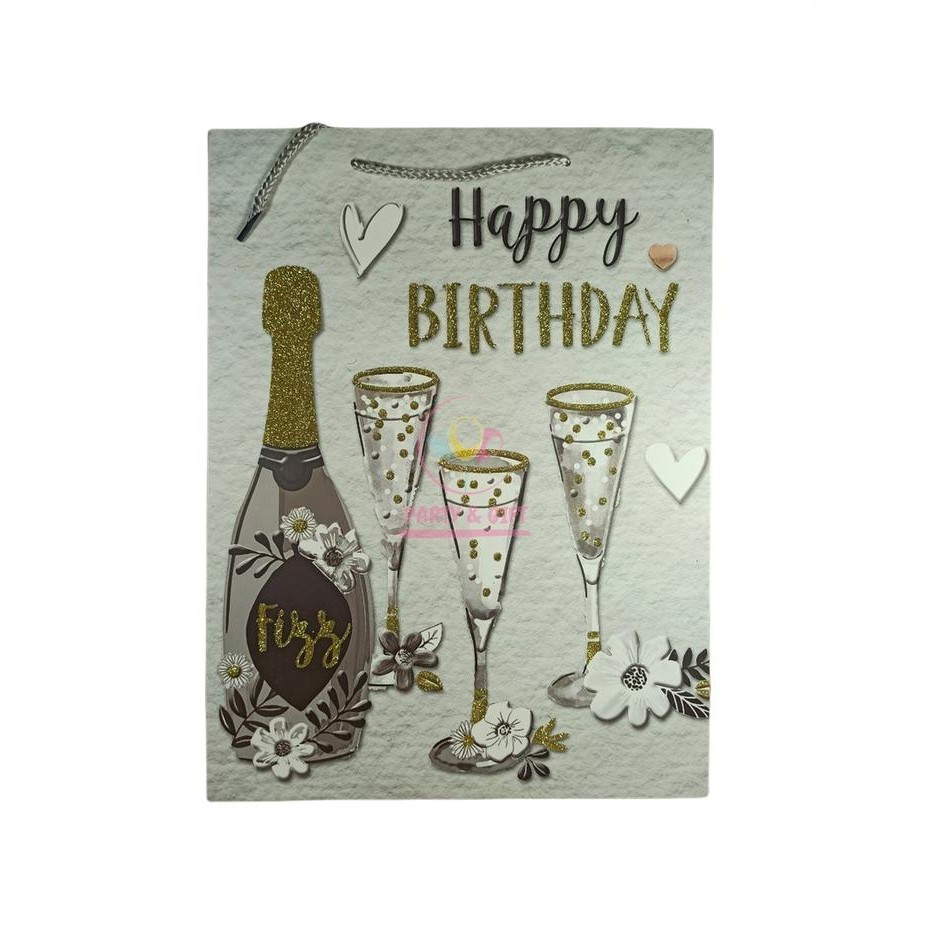 

TERBARU!! Party Gift Bag | Birthday Goodie Bag | Paper Bag Premium Motif Glitter - Wine, L