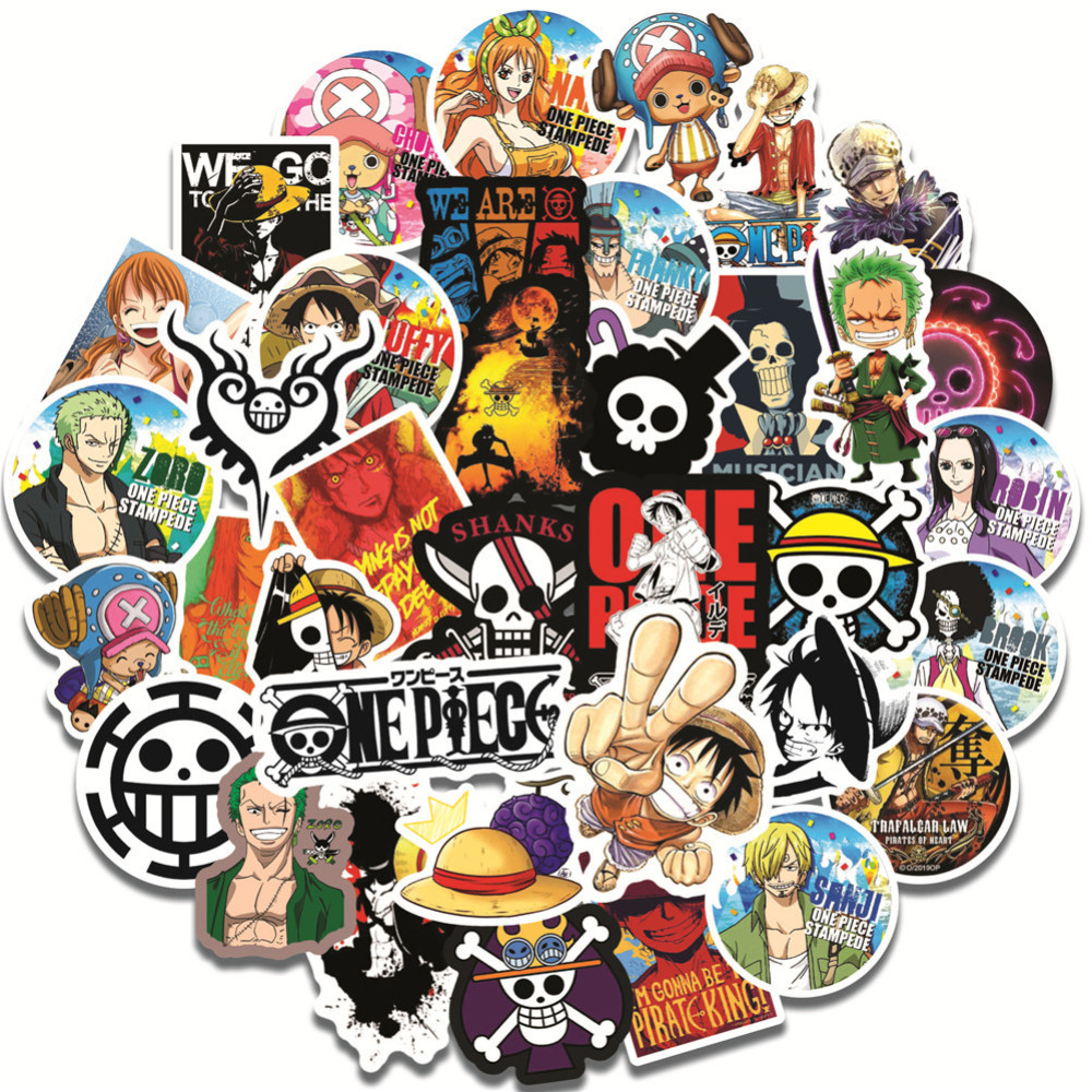 

50pcs One Piece Sticker Pack Waterproof Anime Stickers Cute Phone Case Kawaii Packaging Laptop Skin DIY Stationery Stickers