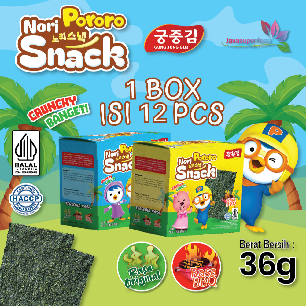 

(HALAL) PORORO NORI SNACK 1 BOX / PORORO NORI SNACK / SNACK RUMPUT LAUT 3 GR