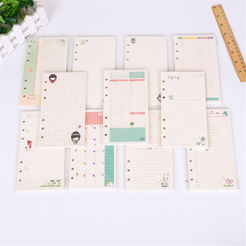 

A5 A6 Kawaii 45 Sheets Loose-leaf Notebook Paper Refill Spiral Binder Index Inside Page Daily Monthly Weekly Agenda