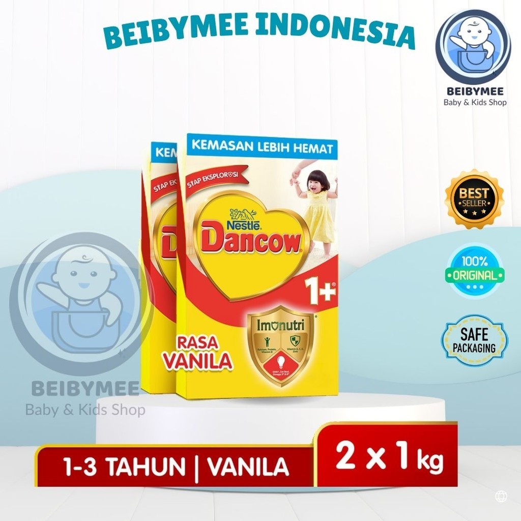 Beibymee Nestle Dancow 1+ Susu Pertumbuhan Rasa Vanila 1-3 Tahun Box 1 kg x2