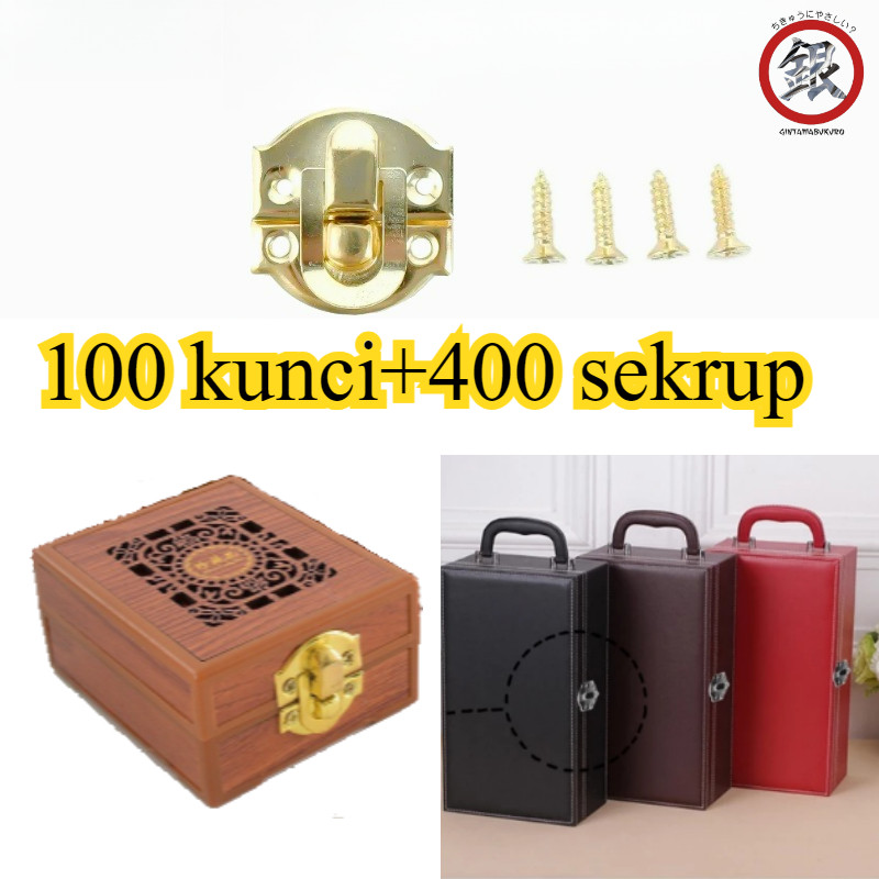 100pcs/Set Box Kayu Termasuk/Pengait Kotak Box Gaya Retro Kunci Kotak/Kunci Box Pengunci/Kunci Dus K