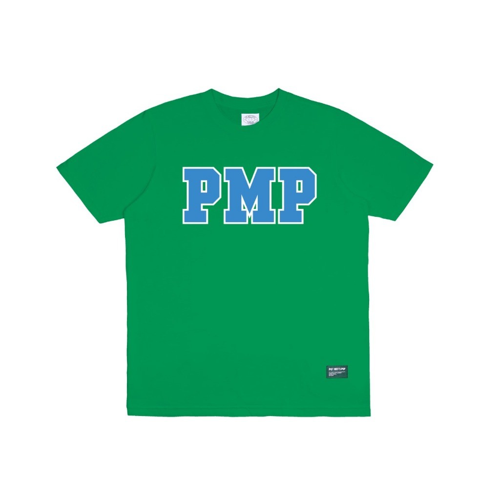 Pot Meets Pop Kaos Lengan Pendek - Pmp Initial Tee Green Fuji Blue - T'shirt