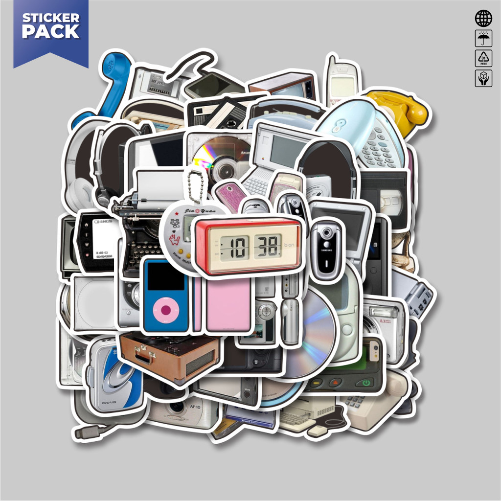 

[100PCS]Stiker Pack Stiker Seri Perangkat Teknologi Vintage Mix 1 Aesthetic Vinyl Anti Air Dekorasi Sticker Laptop Buku Journal Koper Helm Casing HP Gitar Helm Skateboard