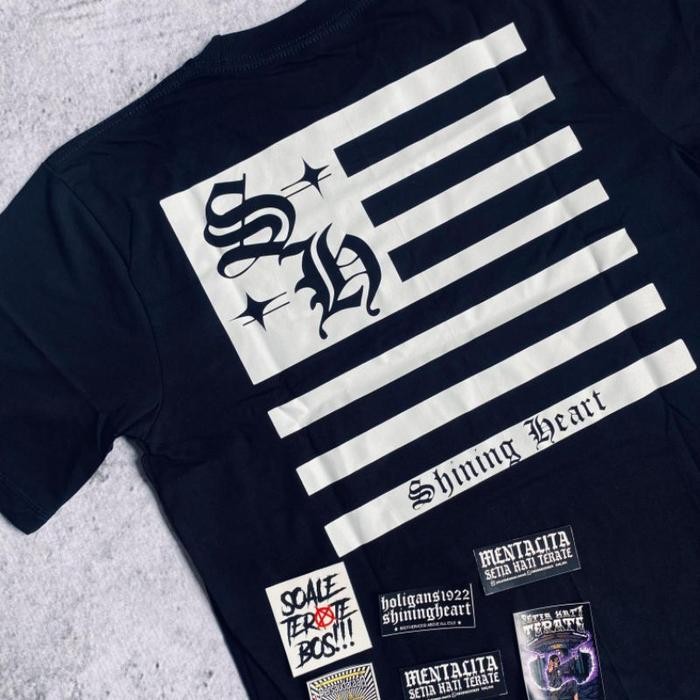 Kaos Psht terbaru Shining heart kaos psht casual | kaos psht katun 24s - Black, S