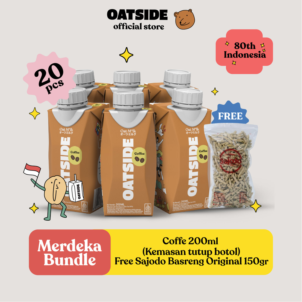 

[Merdeka Bundle] OATSIDE Coffee Oat Milk 200ml (Kemasan Tutup Botol) 20 pcs - FREE Sajodo Basreng Original 150gr
