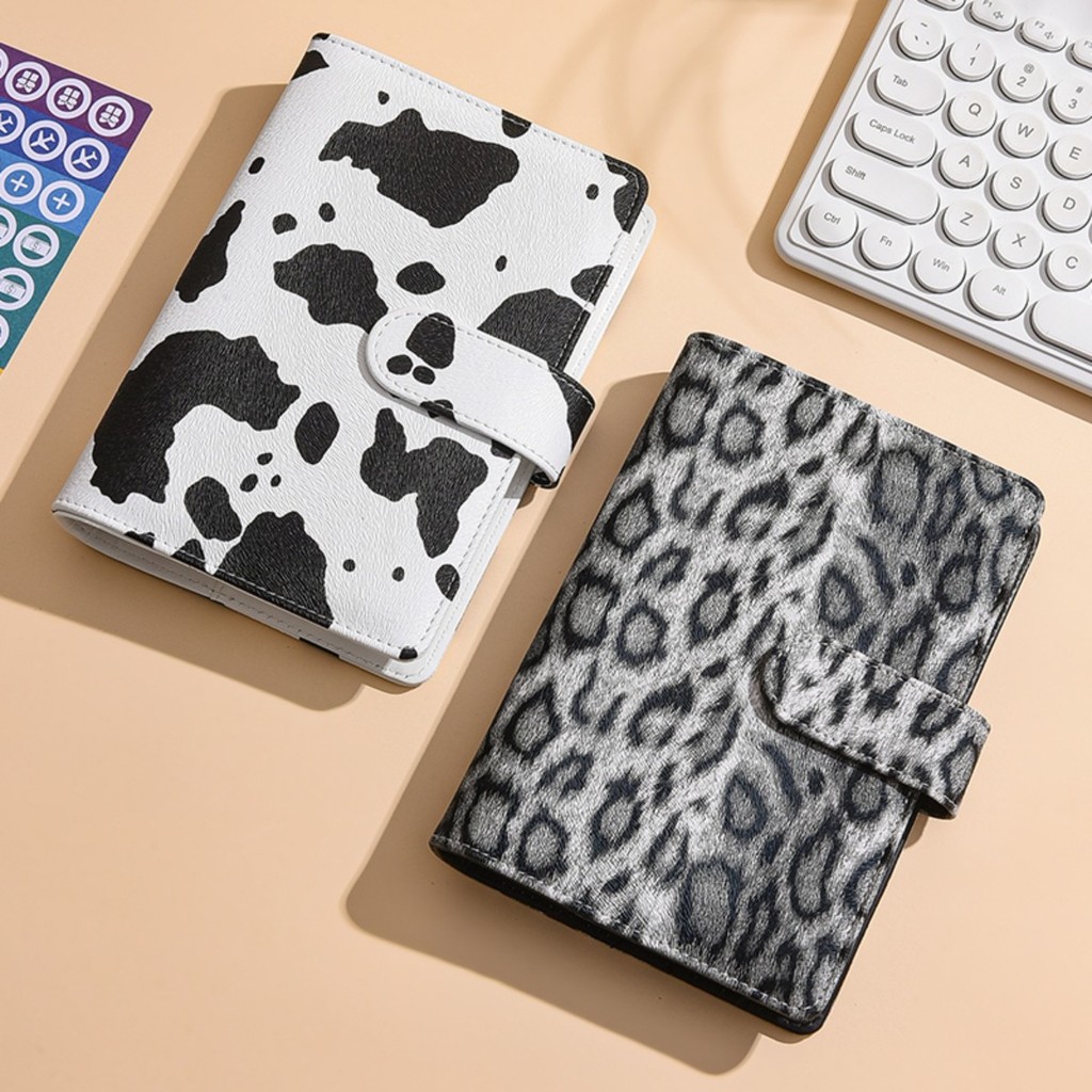 

A6 PU leather binder economy 6-ring notebook, stylish design, personal notebook binder cover, can be used for cash budget storag