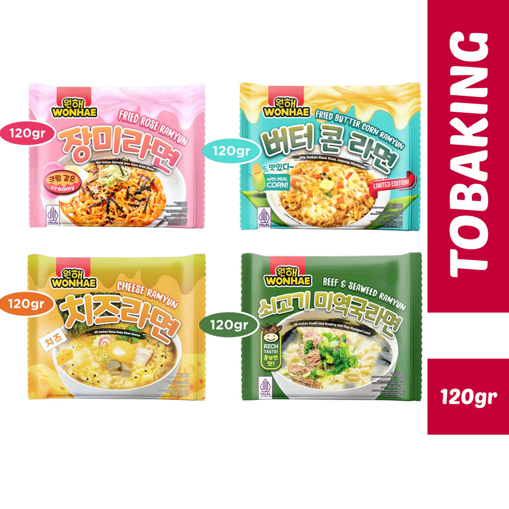 

Wonhae Mie Instan Korea Ramyun Beef Seaweed Cheese Fried Rose Butter Corn HALAL