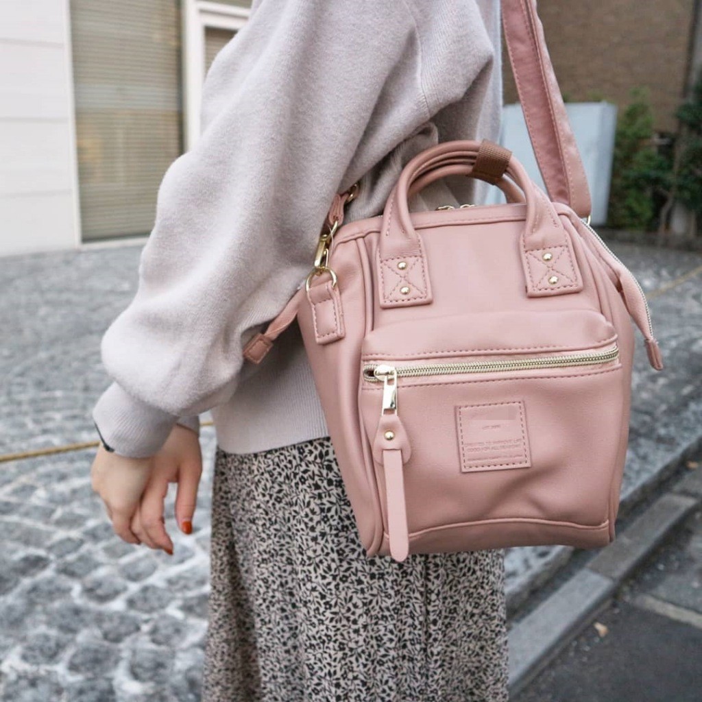 Tas Ransel ANELLO Wanita Original - Backpack Sekolah Kantor Minimalis Retro, Kapasitas 3L 10L 18L, B