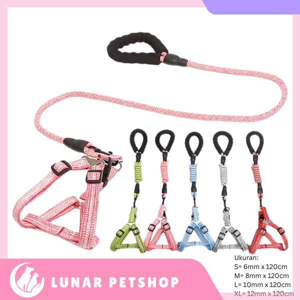 TALI HARNESS ANJING SET - HARNESS TALI ANJING KUAT SET - DOG HARNESS LEASH SET