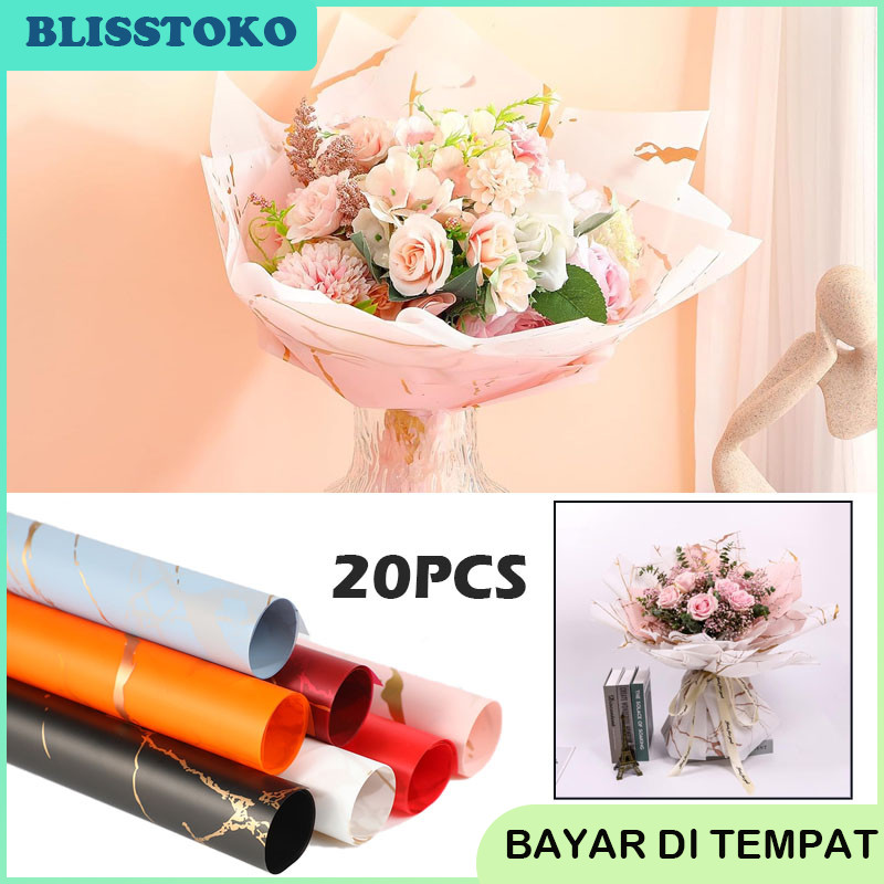 

Kertas Cellophane Paper Kertas Cello Buket Bunga/Wrapping Paper Golden Marble Cellophane
