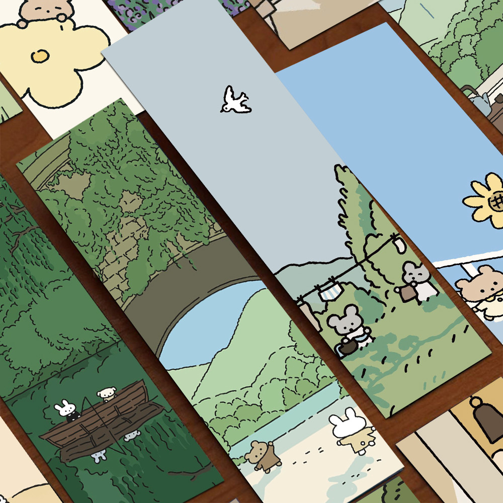 

30pcs Japanese Cartoon Leisure Time Bookmarks Decoration Card Reading Pages Books Tagged Stationary Supplies Aesthetic Bookmarks