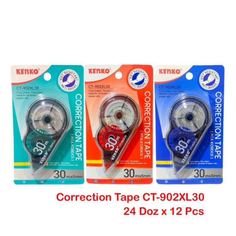 

Correction tape/Tipe-x kertas kenko Ct-902XL-30m ( 1pcs )