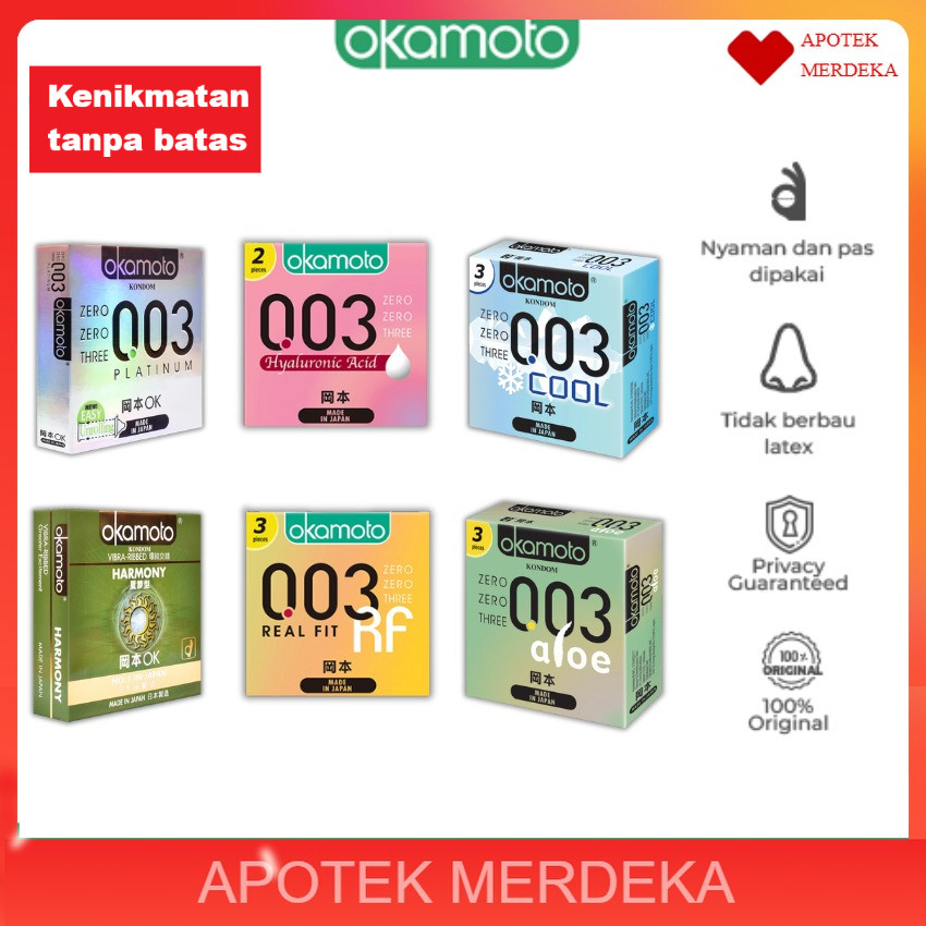 Kondom  Okamoto | Kondom Tipis Jepang Okamoto 003 Platinum / Real Fit / Aloe / Hyaluronic | Kondom J