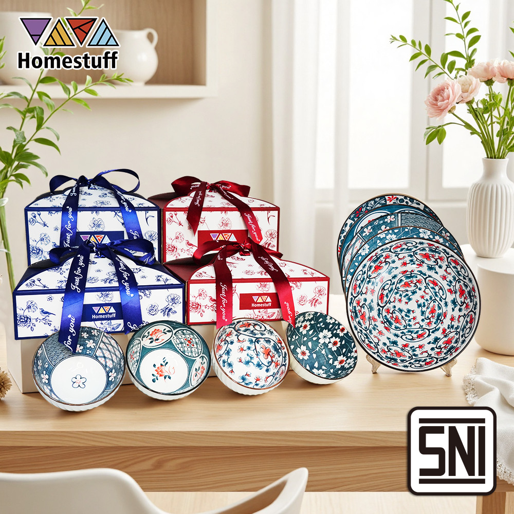 

[SNI] HOMESTUFF Hampers Set Piring dan Mangkok Mewah / Set Peralatan Makan Keramik / Hadiah Peralatan Makan / Hampers Hadiah / Kotak Kado