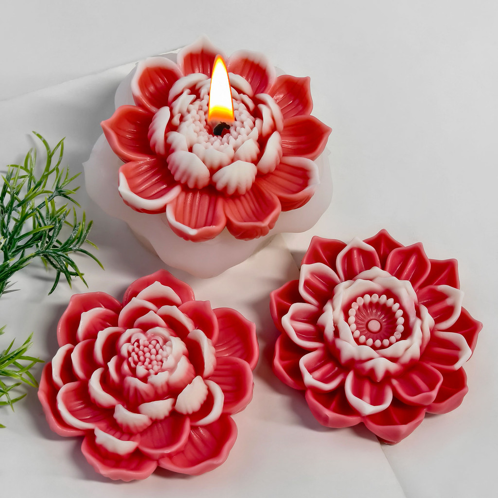

3D Lotus Flower Aroma Candle Silicone Mold DIY Handmade Soap Plaster Resin Ornaments Cake Baking Making Supplies