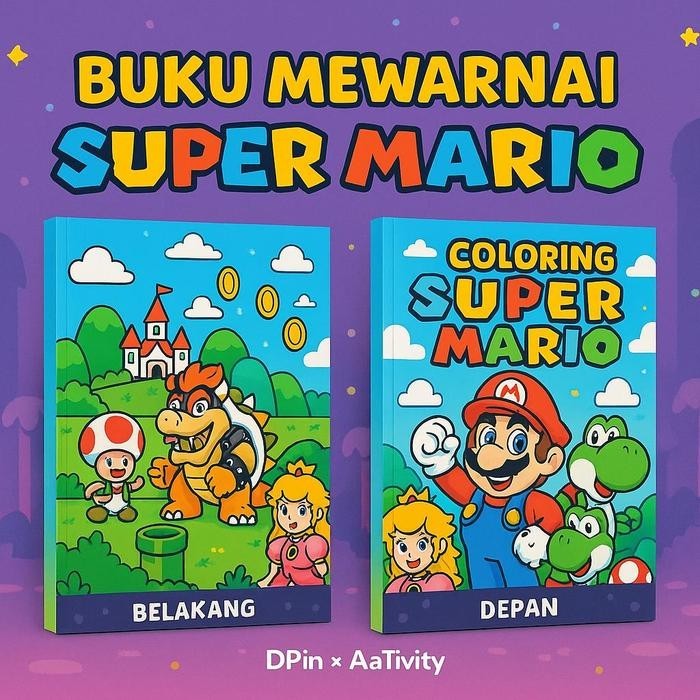 

DpinxAaTivityBuku Gambar Mewarnai [ SUPER MARIO ] Anak Karakter Lucu – Edukasi & Hiburan Kreatif | Buku Aktivitas Belajar Menggambar untuk PAUD TK SD - A4