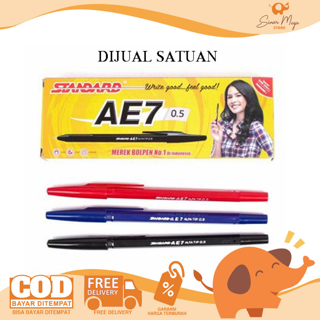 

DIJUAL SATUAN Standard Pulpen Ball Pen Pena AE 7 AE7 0.5 Merah / Biru / Hitam Murah