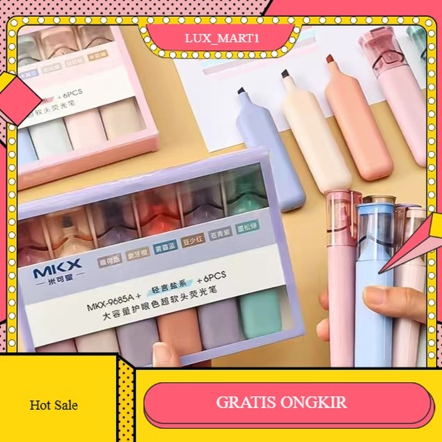

【LUX_M1】FLASH SALE!! Pen Highlighter Macaroon 6 Warna Stabilo Highlighter Pastel Marker