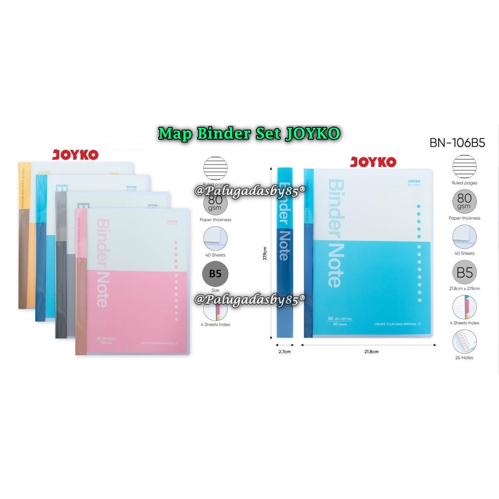 

(1 Biji) GROSIR Map Binder JOYKO BN-106B5 B5 40 Sheet Rings Plastic / JOYKO Binder Note BN-106 B5
