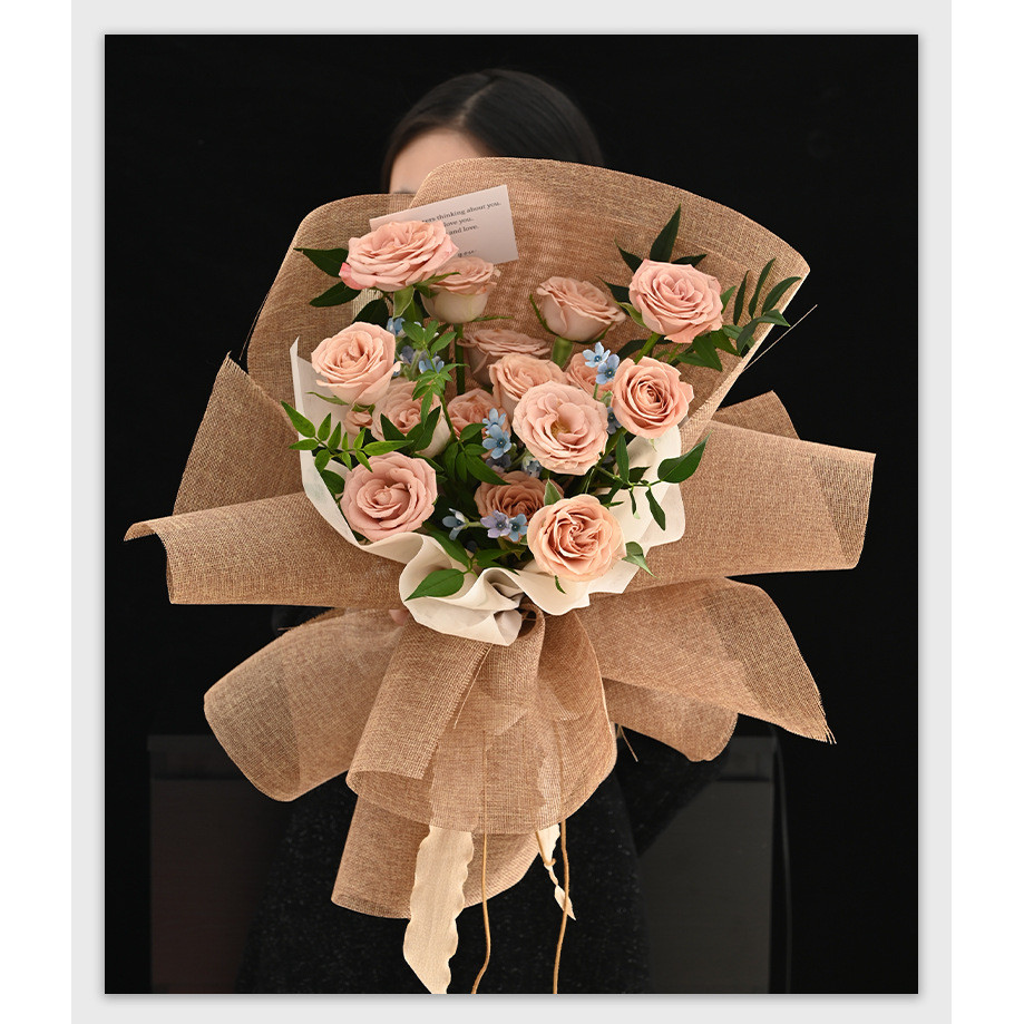 

48cm X 4M Pink Linen Roll Bouquet Packaging Paper DIY Flower Gift Wrap Roll for Flower packaging decoration