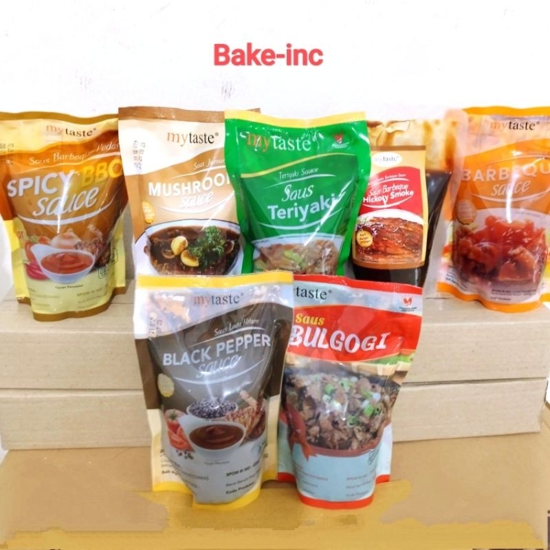 

[Bake-inc] MY TASTE SAUS ANEKA RASA 500GRM BBQ, SPICY BBQ LVL 2, BLACKPAPER, BULGOGI, TERIYAKI ( 1 RASA = 1 HARGA = 500GRM)