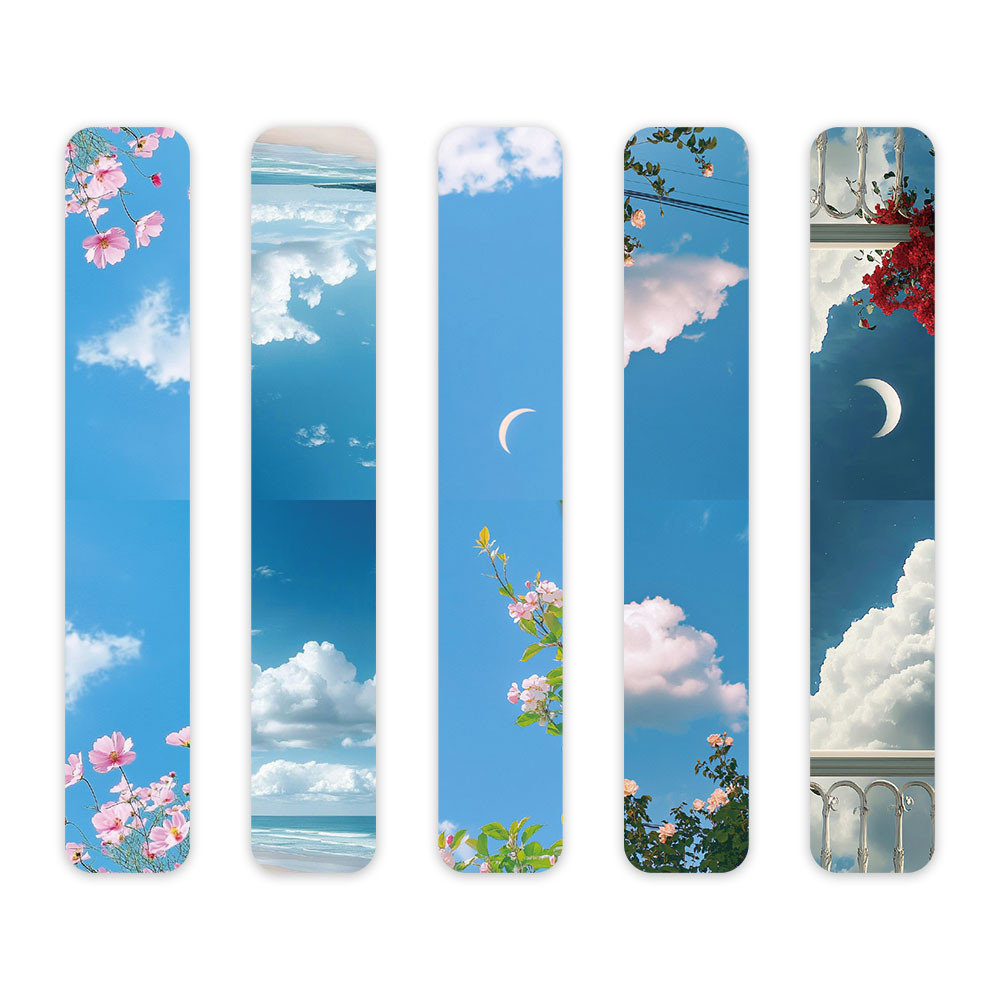 

5PCS Flower Blue Sky Moon Art Magnetic Folding Bookmark Paper Book Marking Page Clip DIY Student Stationery Creative Gifts