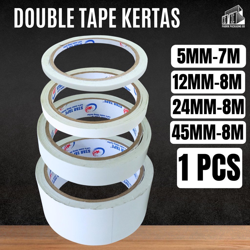

8 M - Double Tape Kertas 12mm - 45mm | Dobel Sided Tape