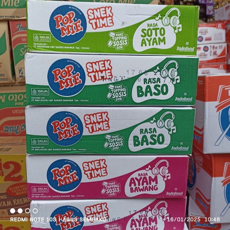 

1 dus pop mie mini snek ayam isi 12 cup