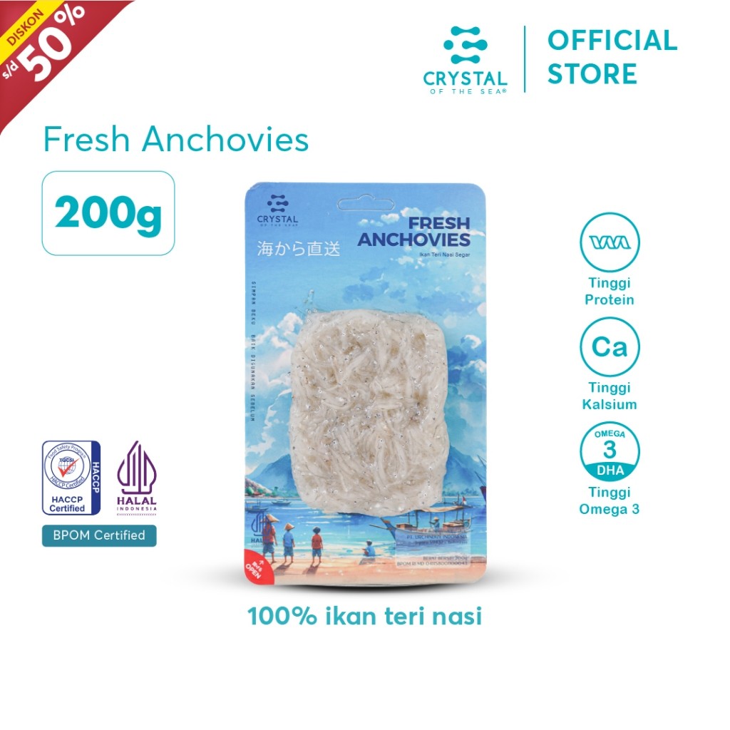 

Crystal of the Sea - Fresh Anchovies 200gr / Ikan Teri Nasi Segar / MPASI