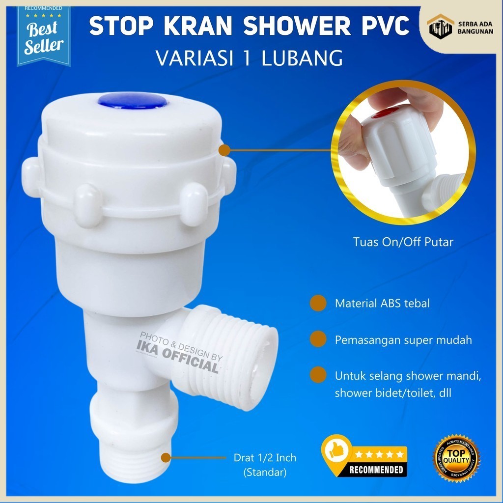 SAB Kran Air/Kran Cabang Plastik PVC Murah Stop Kran Shower 1/2 inch / Kran Jet Shower Closet Mahkot
