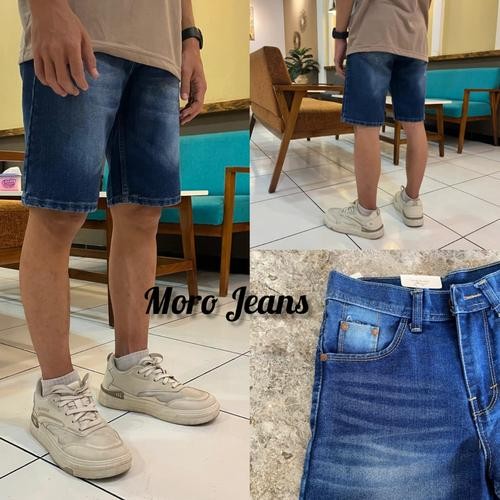 Celana Pendek Jeans Washed Pria - Model Distro Dewasa - stone, 28