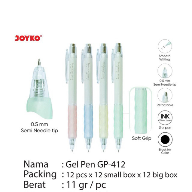 

PULPEN JOYKO GP-412 LOVE YOURSELF [1 PACK/12 PCS] / BALLOPOINT WARNA HITAM0.5MM/ BULLPEN POLPEN BOLLPOINT GELPEN 1 LUSIN / PULPEN AESTHETICS/ PENA GEL