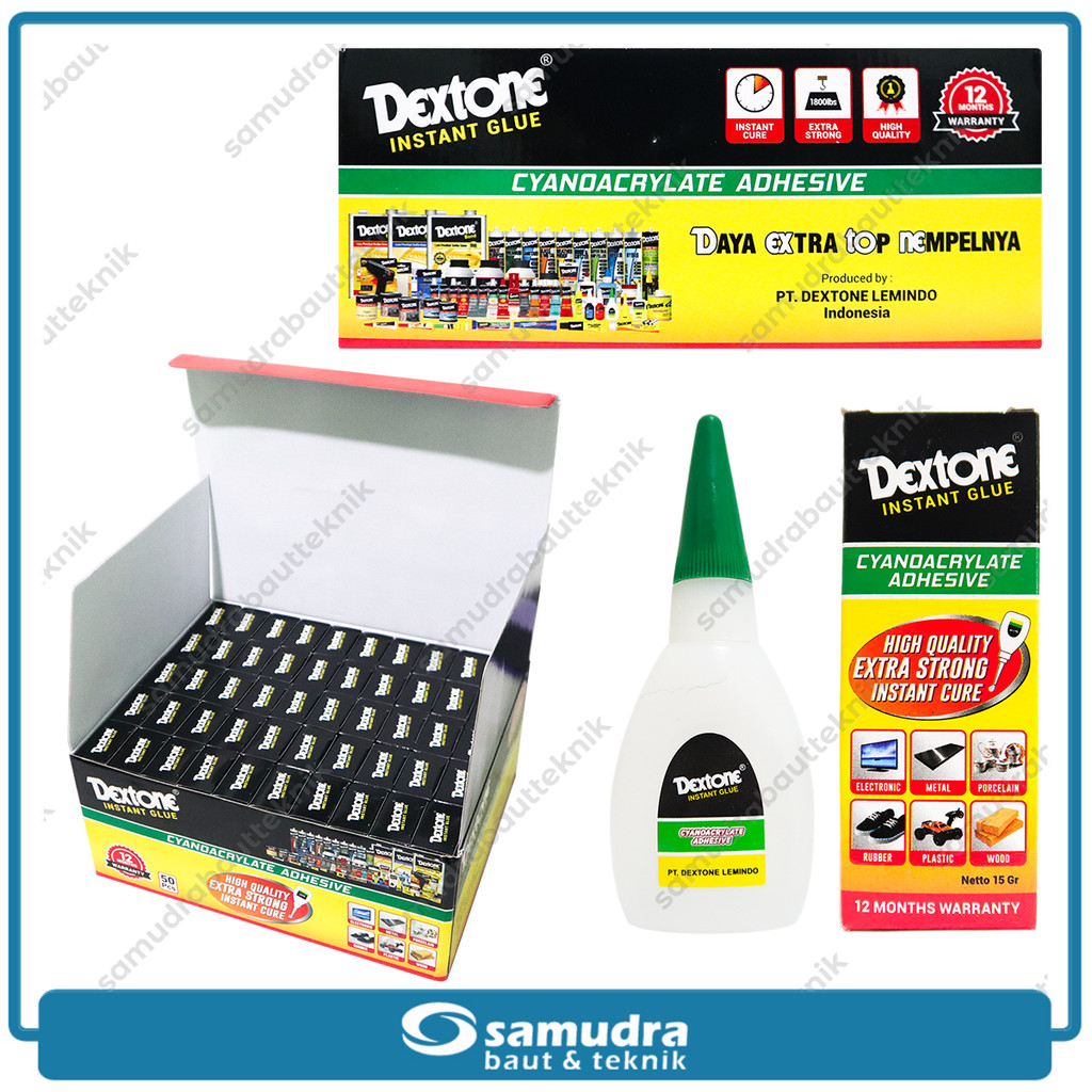 

DEXTONE 1 Pak 50 pcs Lem Tetes 5 Detik Cairan Instan Super Glue Serbaguna