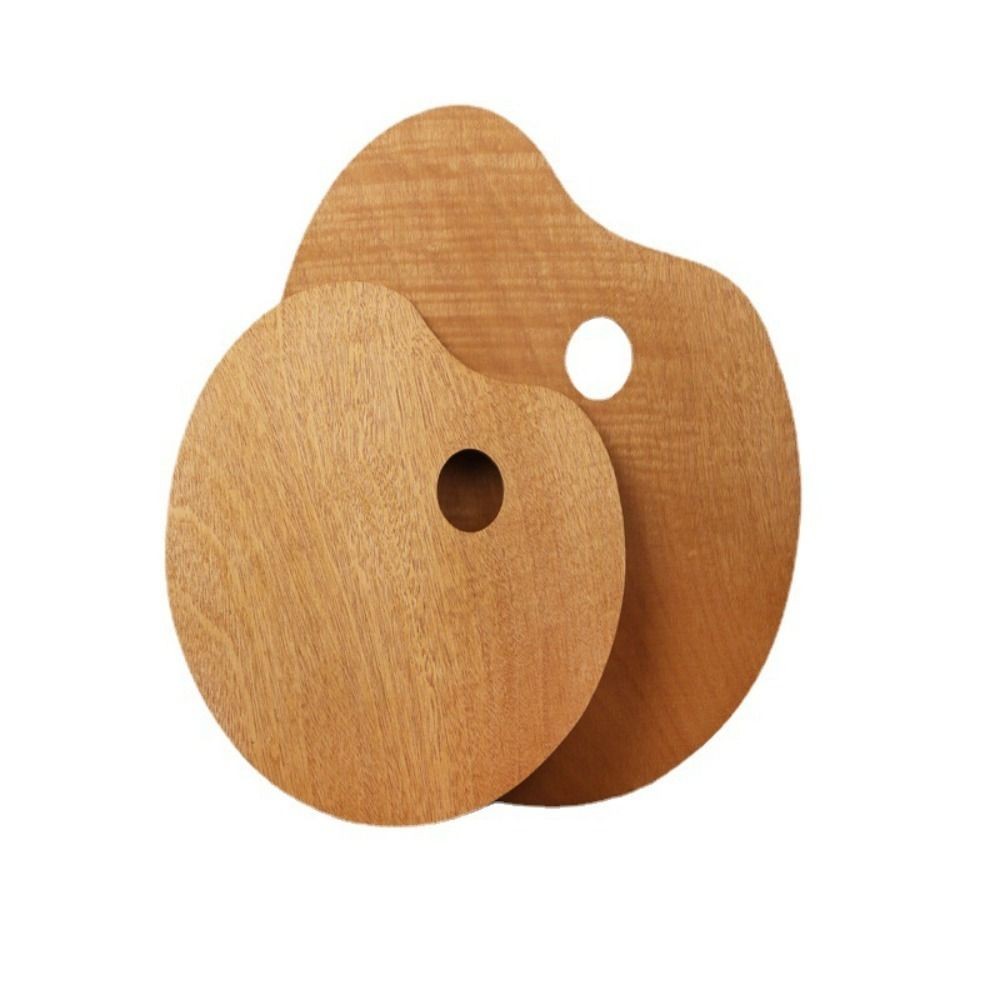 

Rack Painting Color Oil Paint Palette Oval/Square Wooden Artist Paint Tray Thumb Holder 4 Size Color Mixing Board for Art Supply