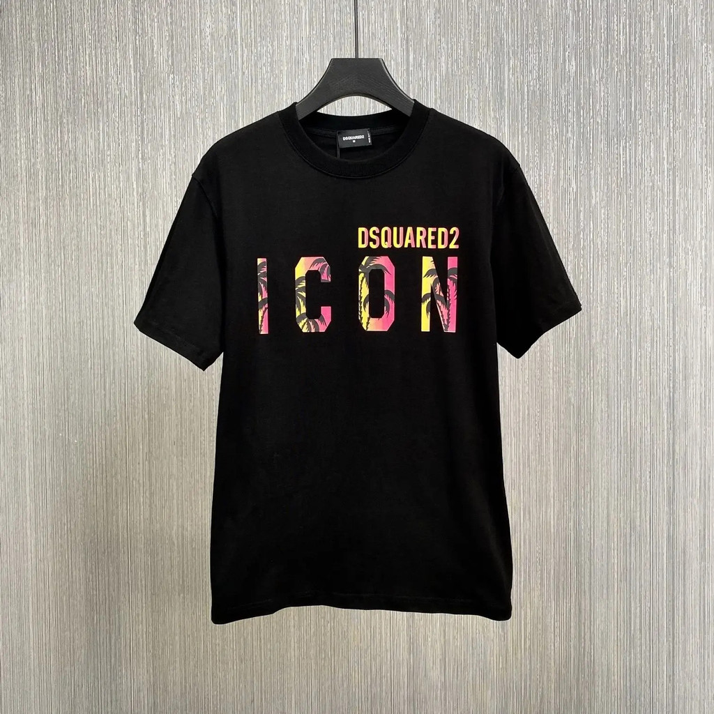 ICON laut kelapa daun DSquared T-shirt lengan pendek pria dan wanita bulat kerah longgar bernapas le